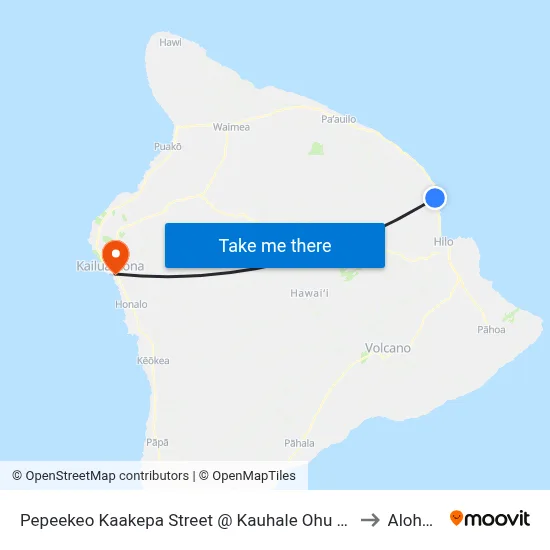 Pepeekeo Kaakepa Street @ Kauhale Ohu (Kulaimano Senior Housing) to Aloha Kona map