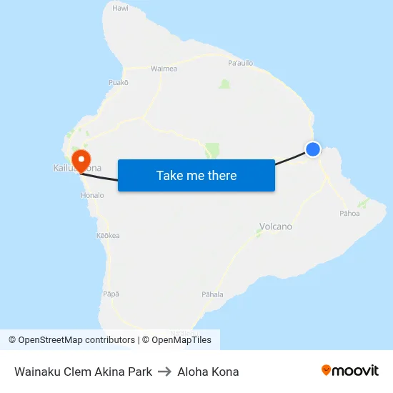 Wainaku Clem Akina Park to Aloha Kona map