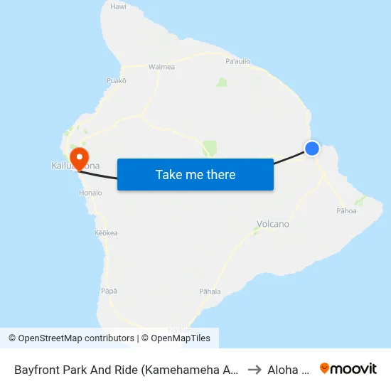 Bayfront Park And Ride (Kamehameha Ave @ Pauahi St) to Aloha Kona map