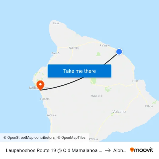 Laupahoehoe Route 19 @ Old Mamalahoa Hwy (Before Laupahoehoe Point ) to Aloha Kona map