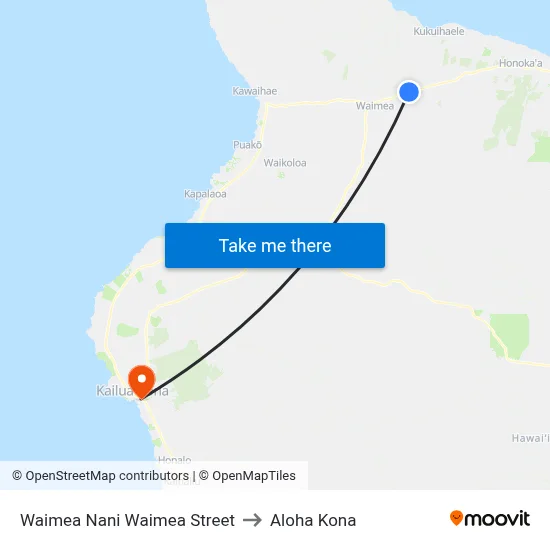 Waimea Nani Waimea Street to Aloha Kona map