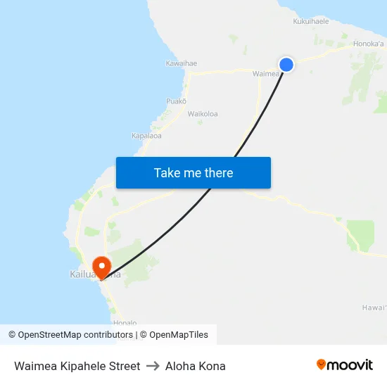 Waimea Kipahele Street to Aloha Kona map