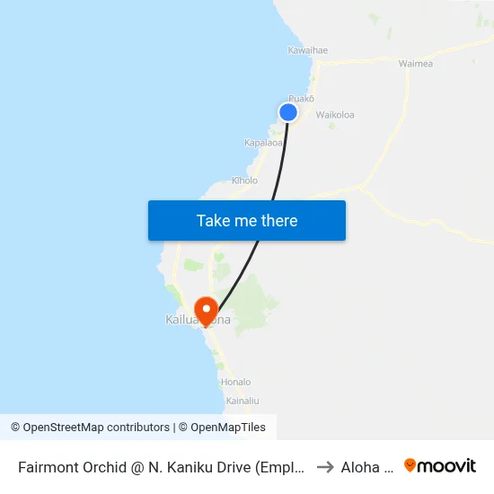 Fairmont Orchid @ N. Kaniku Drive (Employee Parking Area) to Aloha Kona map