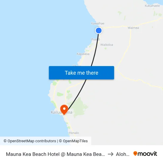 Mauna Kea Beach Hotel @ Mauna Kea Beach Drive (Employee Parking Area) to Aloha Kona map