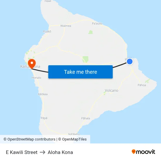 E Kawili Street to Aloha Kona map