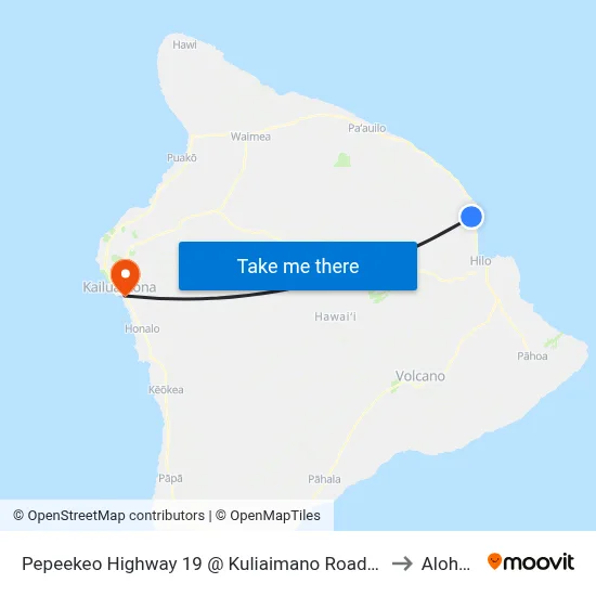 Pepeekeo Highway 19 @ Kuliaimano Road (Across From Us Post Office) to Aloha Kona map