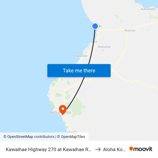 Kawaihae Highway 270 at Kawaihae Road to Aloha Kona map