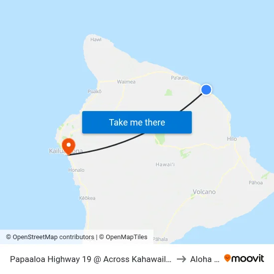 Papaaloa Highway 19 @ Across Kahawailani Place (Overpass) to Aloha Kona map