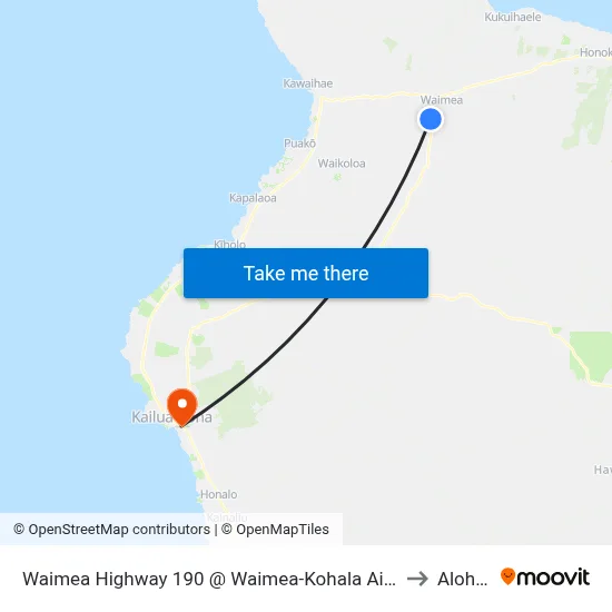 Waimea Highway 190 @ Waimea-Kohala Airport Road (Waimea-Kohala Airport) to Aloha Kona map
