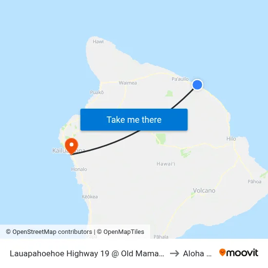 Lauapahoehoe Highway 19 @ Old Mamalahoa Highway to Aloha Kona map