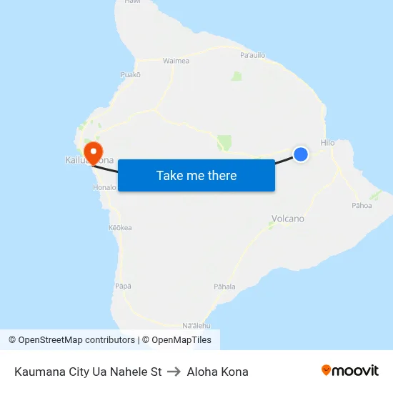 Kaumana City Ua Nahele St to Aloha Kona map