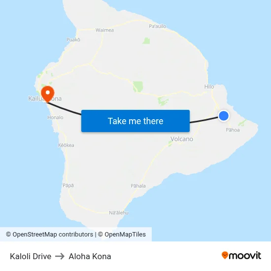 Kaloli Drive to Aloha Kona map