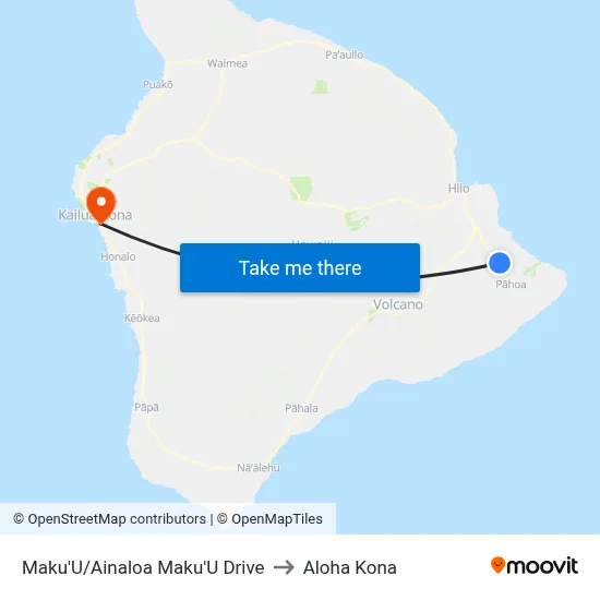 Maku'U/Ainaloa Maku'U Drive to Aloha Kona map