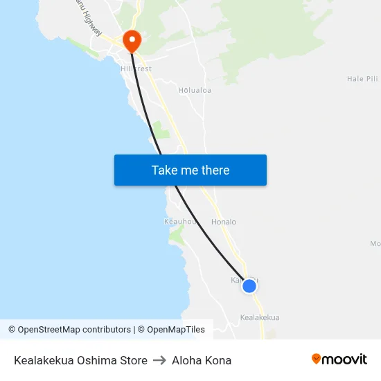 Kealakekua Oshima Store to Aloha Kona map