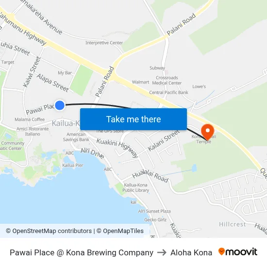 Pawai Place @ Kona Brewing Company to Aloha Kona map