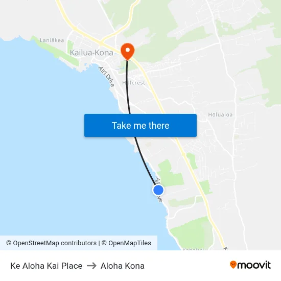 Ke Aloha Kai Place to Aloha Kona map