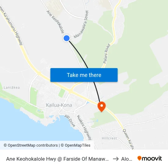 Ane Keohokalole Hwy @ Farside Of Manawalea Street (Lei Kupuna/Lei Ohana) Housing to Aloha Kona map