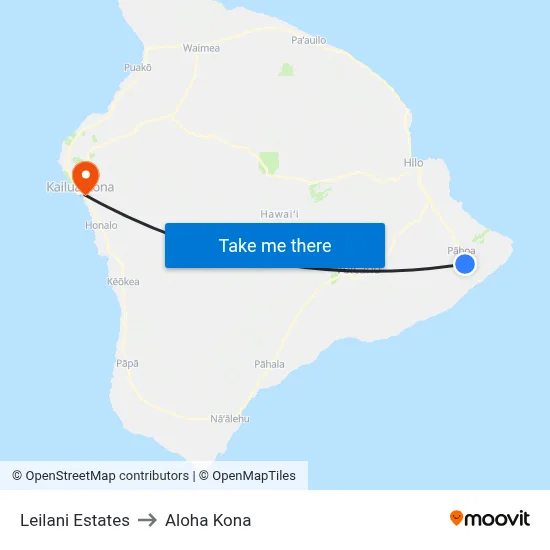 Leilani Estates to Aloha Kona map