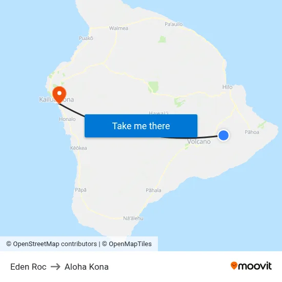 Eden Roc to Aloha Kona map
