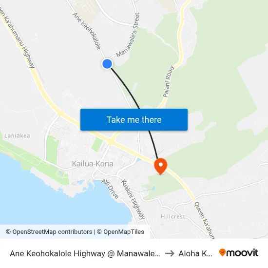 Ane Keohokalole Highway @ Manawalea Street to Aloha Kona map