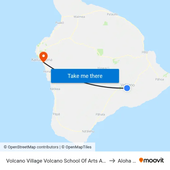 Volcano Village Volcano School Of Arts And Science (Across) to Aloha Kona map