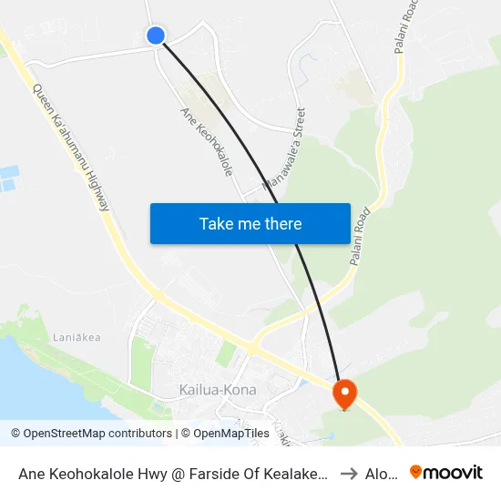 Ane Keohokalole Hwy @ Farside Of Kealakehe Parkway (Across From West Hawai'I Civic Center) to Aloha Kona map