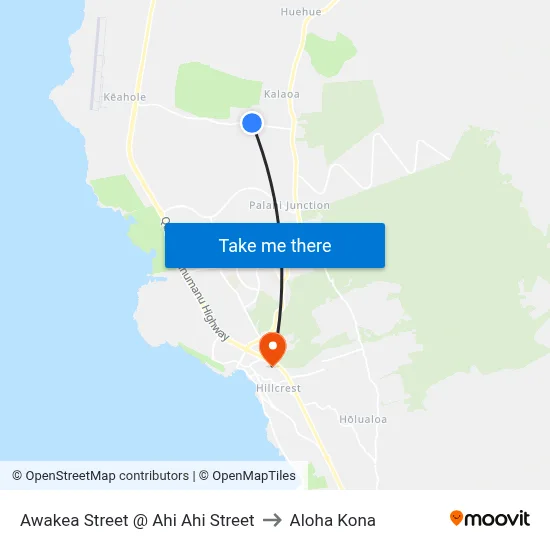 Awakea Street @ Ahi Ahi Street to Aloha Kona map