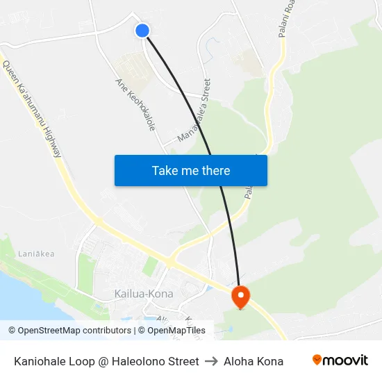 Kaniohale Loop @ Haleolono Street to Aloha Kona map