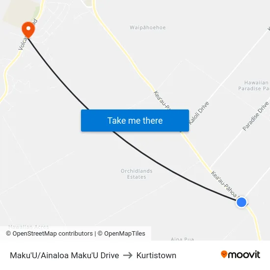 Maku'U/Ainaloa Maku'U Drive to Kurtistown map