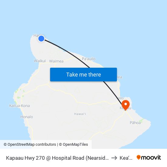 Kapaau Hwy 270 @ Hospital Road (Nearside) to Kea‘au map