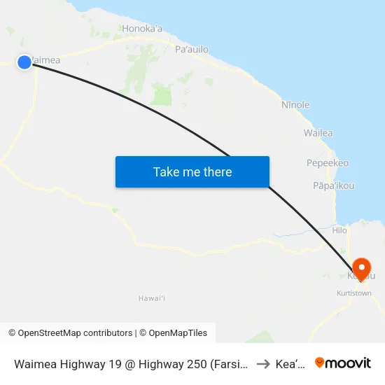 Waimea Highway 19 @ Highway 250 (Farside) to Kea‘au map