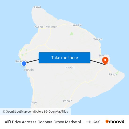 Ali'I Drive Acrosss Coconut Grove Marketplace to Kea‘au map