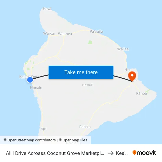 Ali'I Drive Acrosss Coconut Grove Marketplace to Kea‘au map