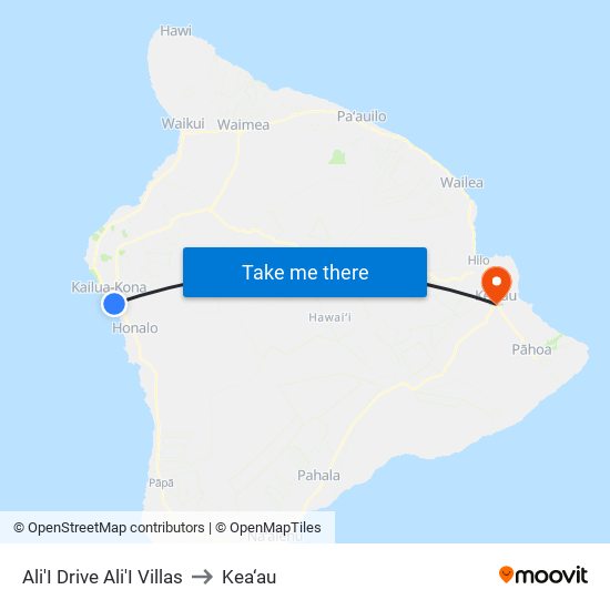 Ali'I Drive Ali'I Villas to Kea‘au map