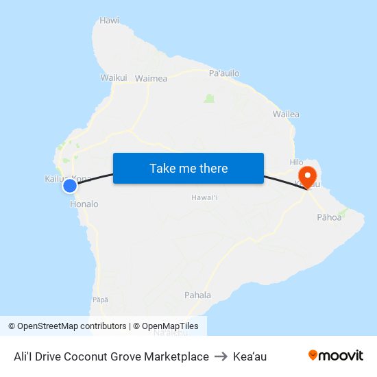 Ali'I Drive Coconut Grove Marketplace to Kea‘au map