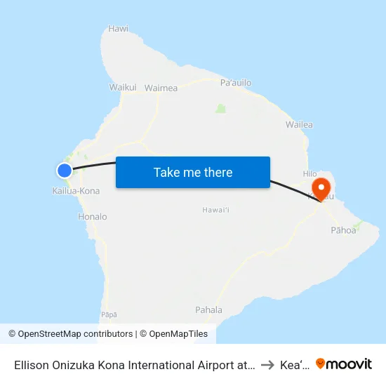 Ellison Onizuka Kona International Airport at Keahole to Kea‘au map