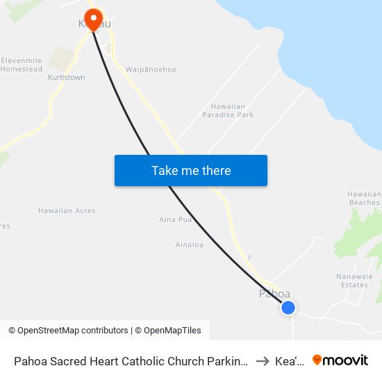 Pahoa Sacred Heart Catholic Church Parking Lot to Kea‘au map