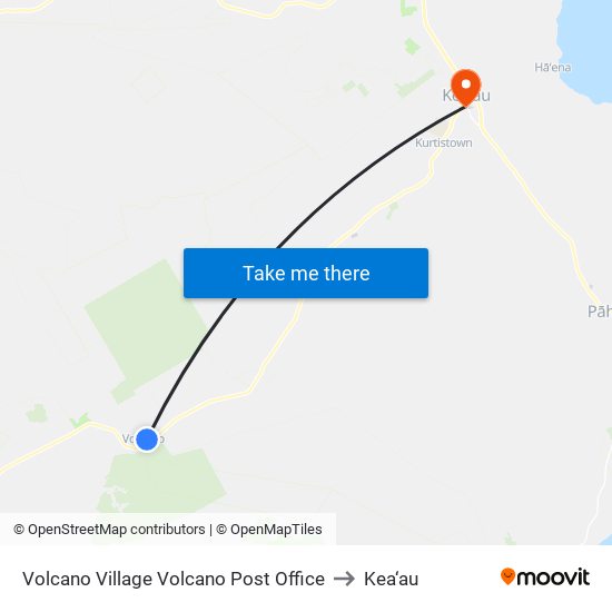 Volcano Village Volcano Post Office to Kea‘au map