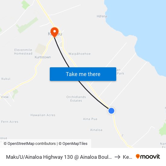 Maku'U/Ainaloa Highway 130 @ Ainaloa Boulevard (Bus Turnout) to Kea‘au map