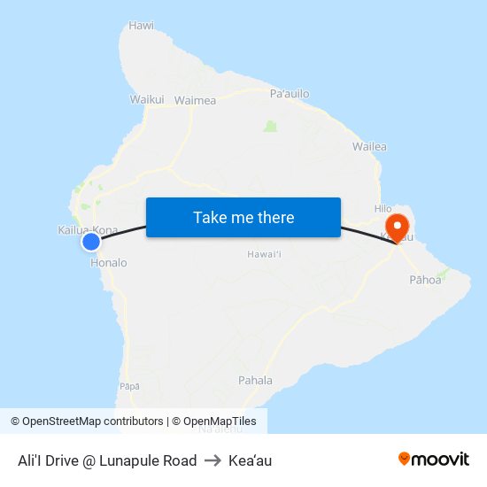 Ali'I Drive @ Lunapule Road to Kea‘au map