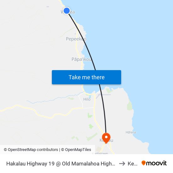 Hakalau Highway 19 @ Old Mamalahoa Highway at (Overpass) to Kea‘au map