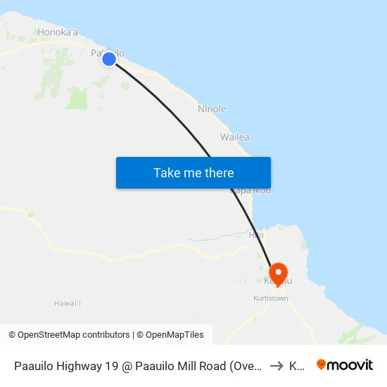 Paauilo Highway 19 @ Paauilo Mill Road (Overpass Across U.S. Post Office) to Kea‘au map