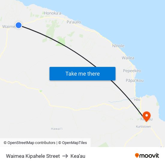 Waimea Kipahele Street to Kea‘au map