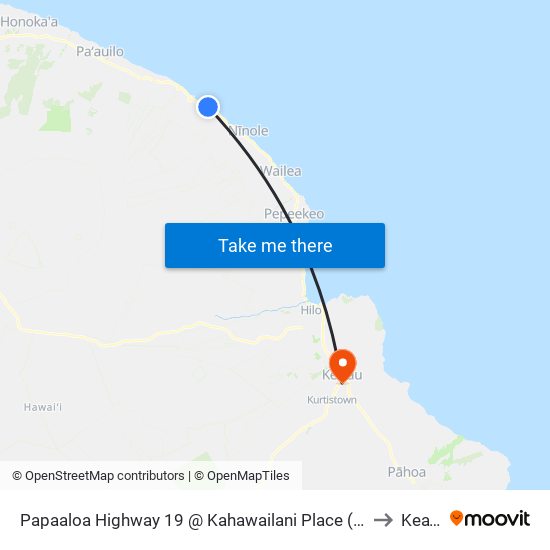 Papaaloa Highway 19 @ Kahawailani Place (Overpass) to Kea‘au map