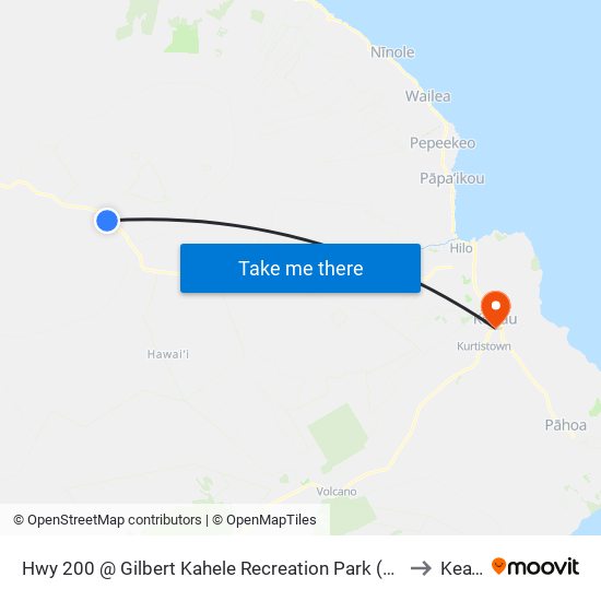 Hwy 200 @ Gilbert Kahele Recreation Park (At Flag Poles) to Kea‘au map