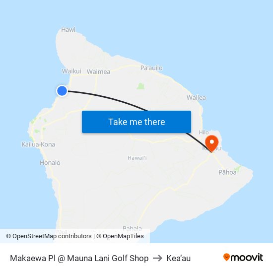 Makaewa Pl @ Mauna Lani Golf Shop to Kea‘au map