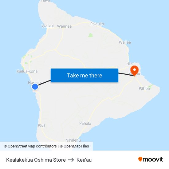 Kealakekua Oshima Store to Kea‘au map