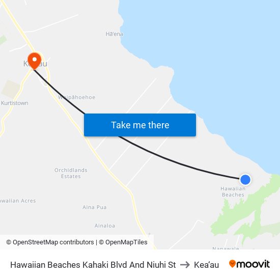 Hawaiian Beaches Kahaki Blvd And Niuhi St to Kea‘au map