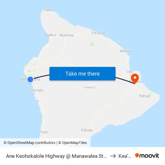 Ane Keohokalole Highway @ Manawalea Street to Kea‘au map