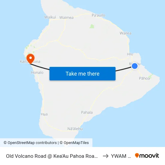 Old Volcano Road @ Kea'Au Pahoa Road (Us Post Office) to YWAM Ships map
